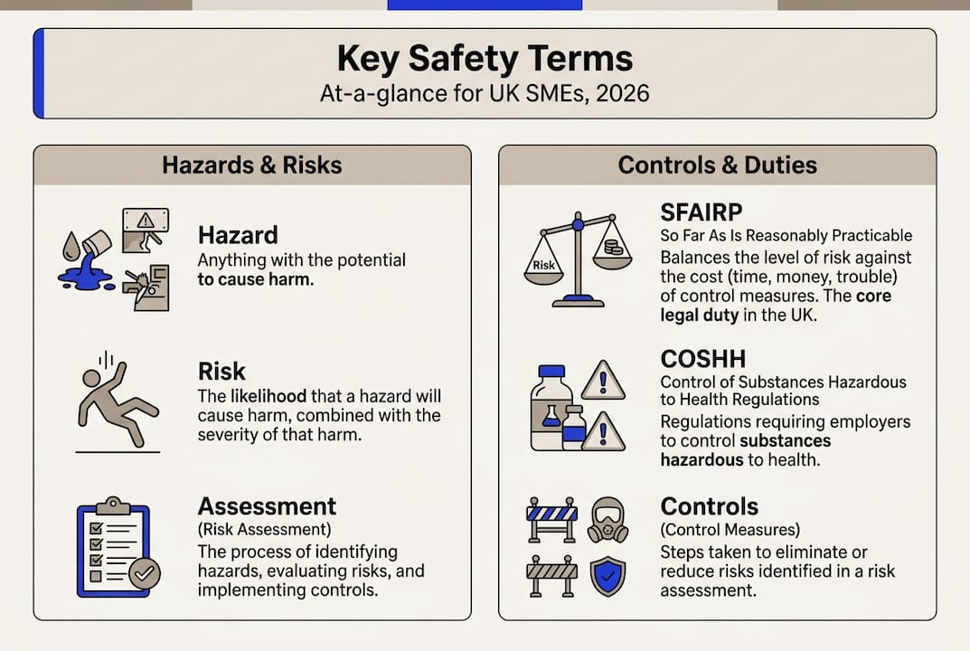 Infographic with key SME safety terms and categories
