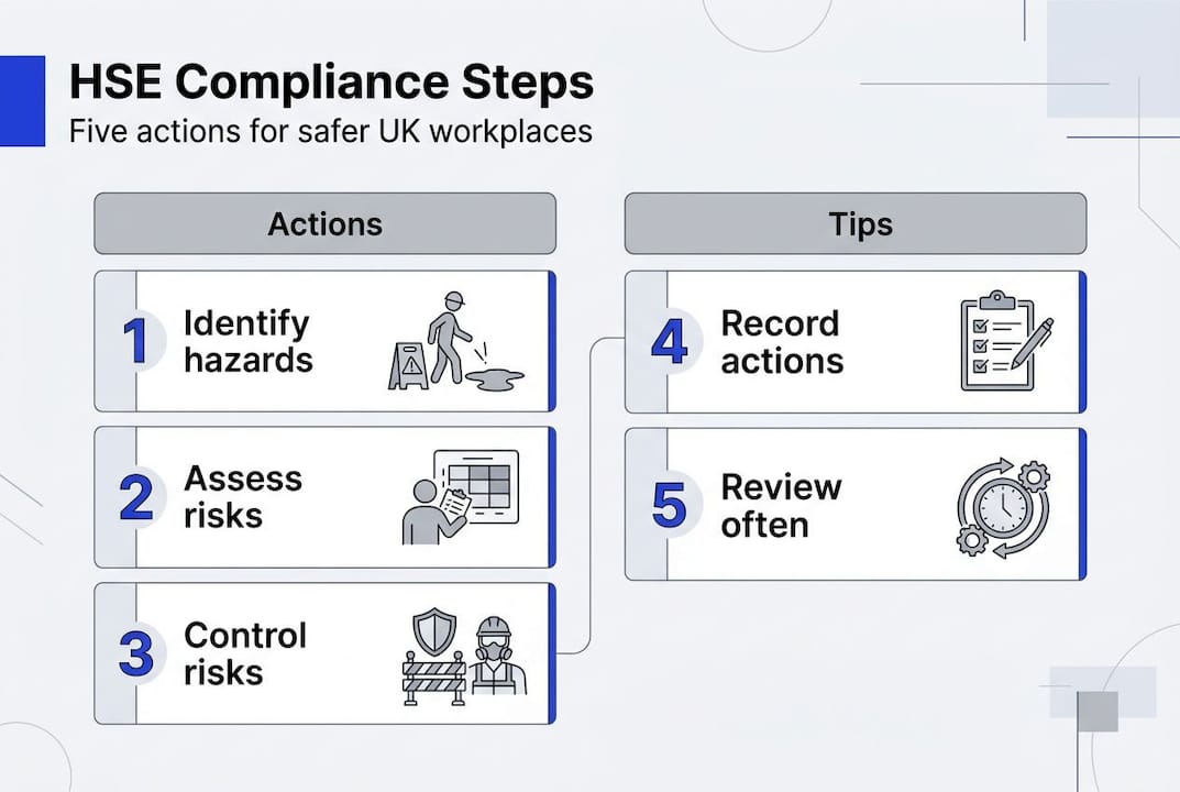 Infographic showing HSE five-step safety steps