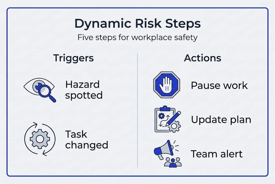 Infographic showing dynamic risk steps and actions