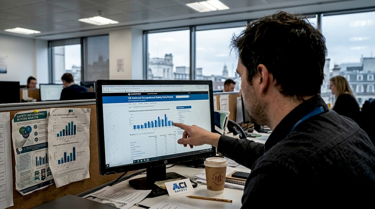 Analyst reviewing UK workplace safety statistics