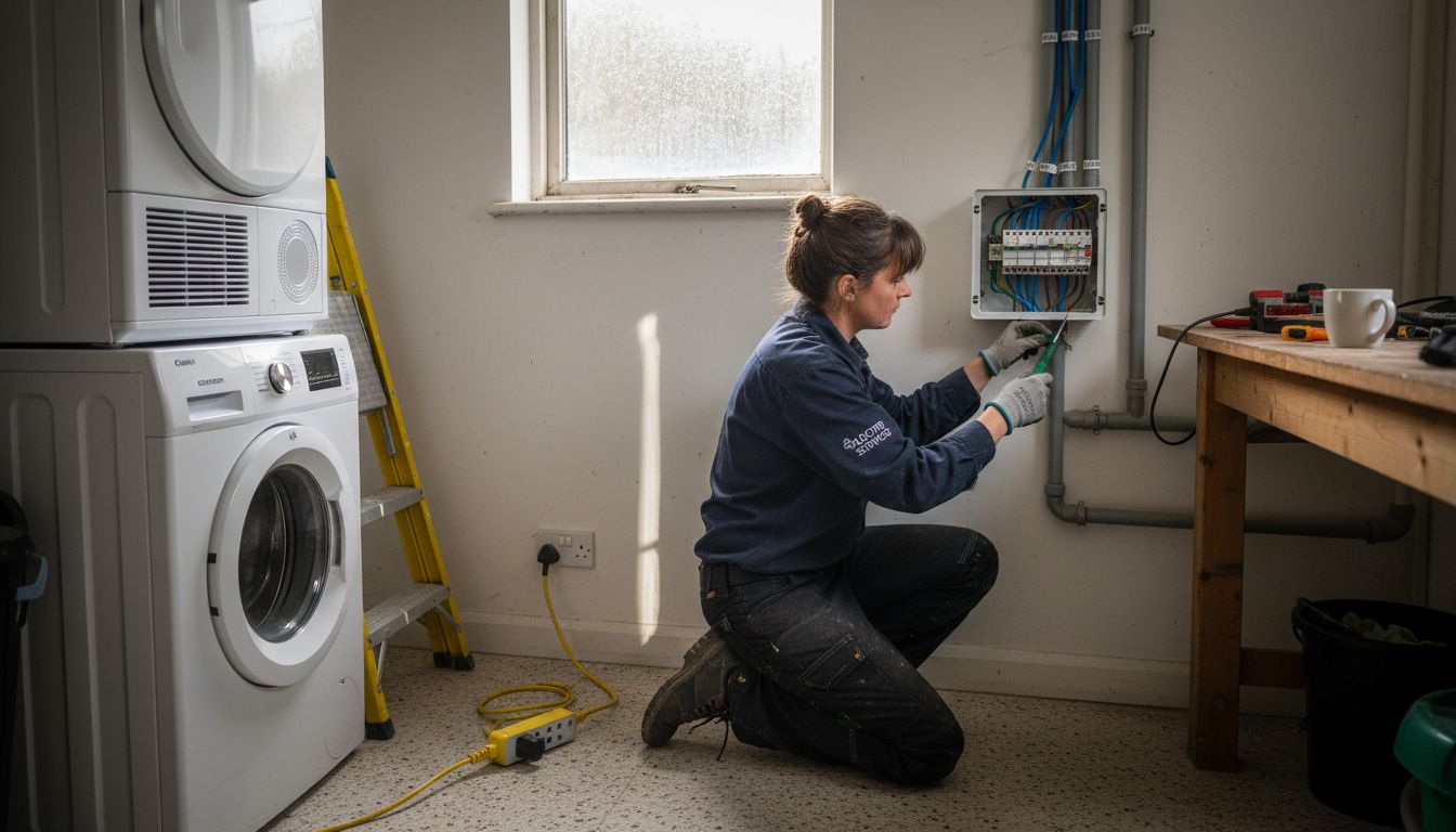 Electrician installing modern consumer unit upgrade