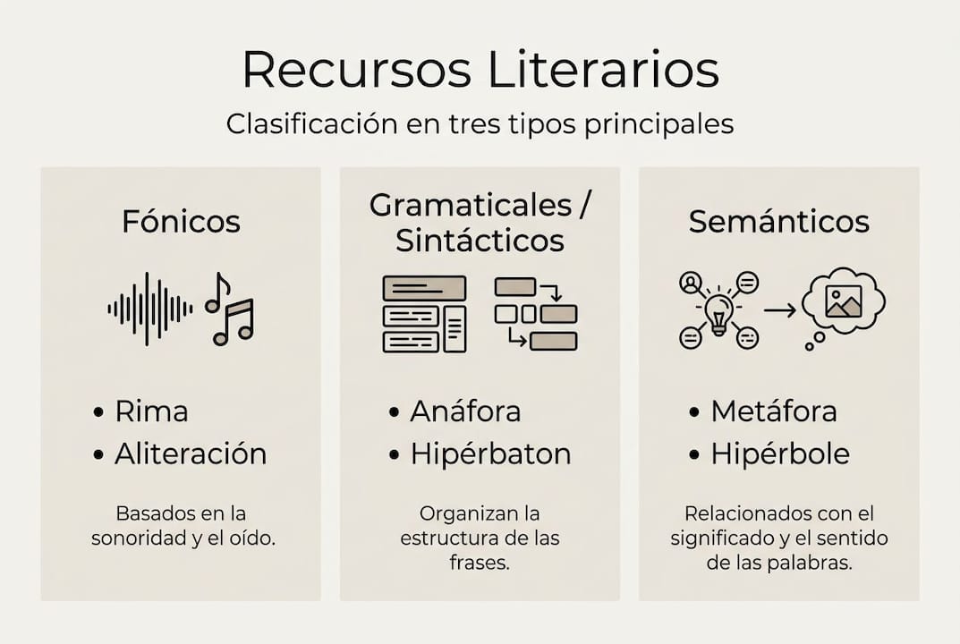 Guía visual sobre los principales recursos literarios