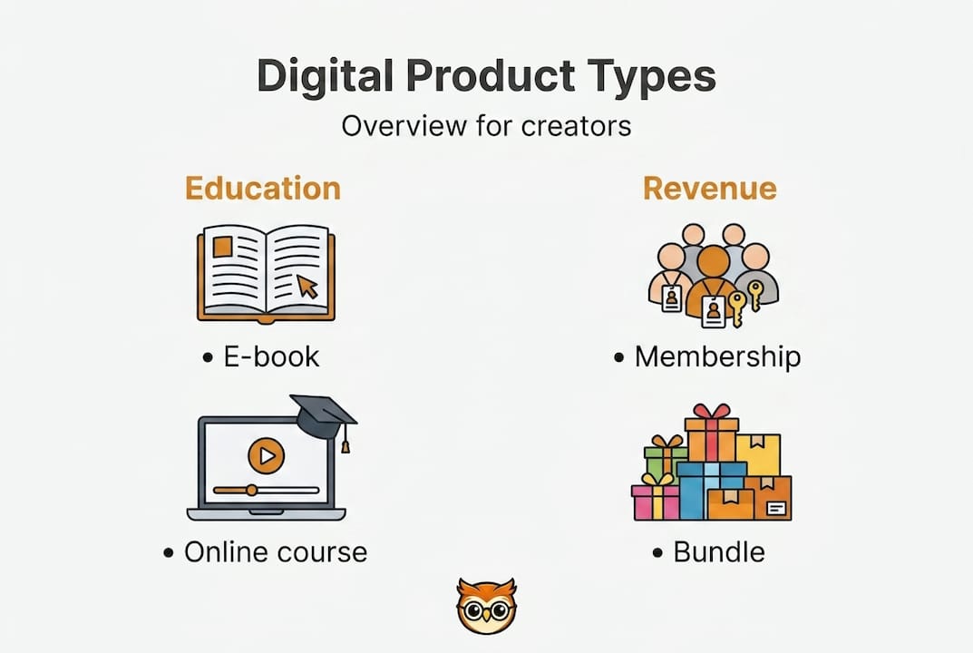 Infographic showing digital product types