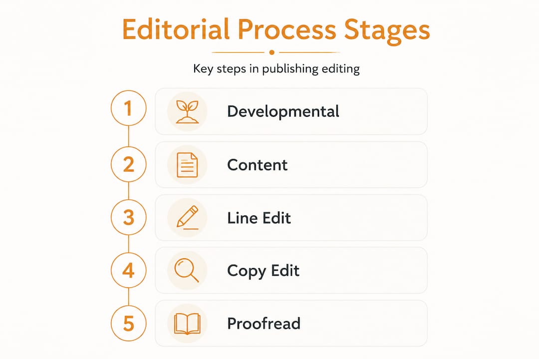 Infographic of editorial process stages in publishing