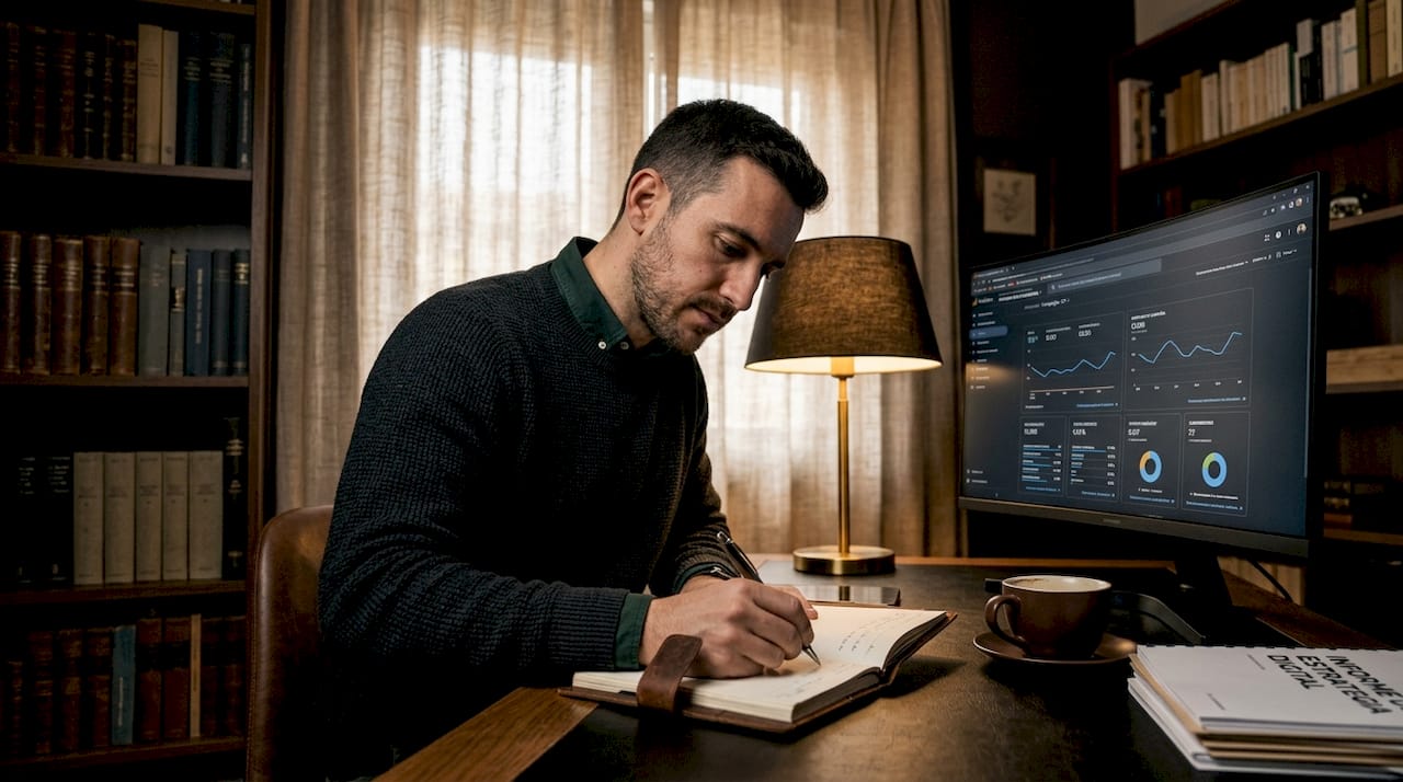 Profesional evaluando la estrategia digital de una empresa