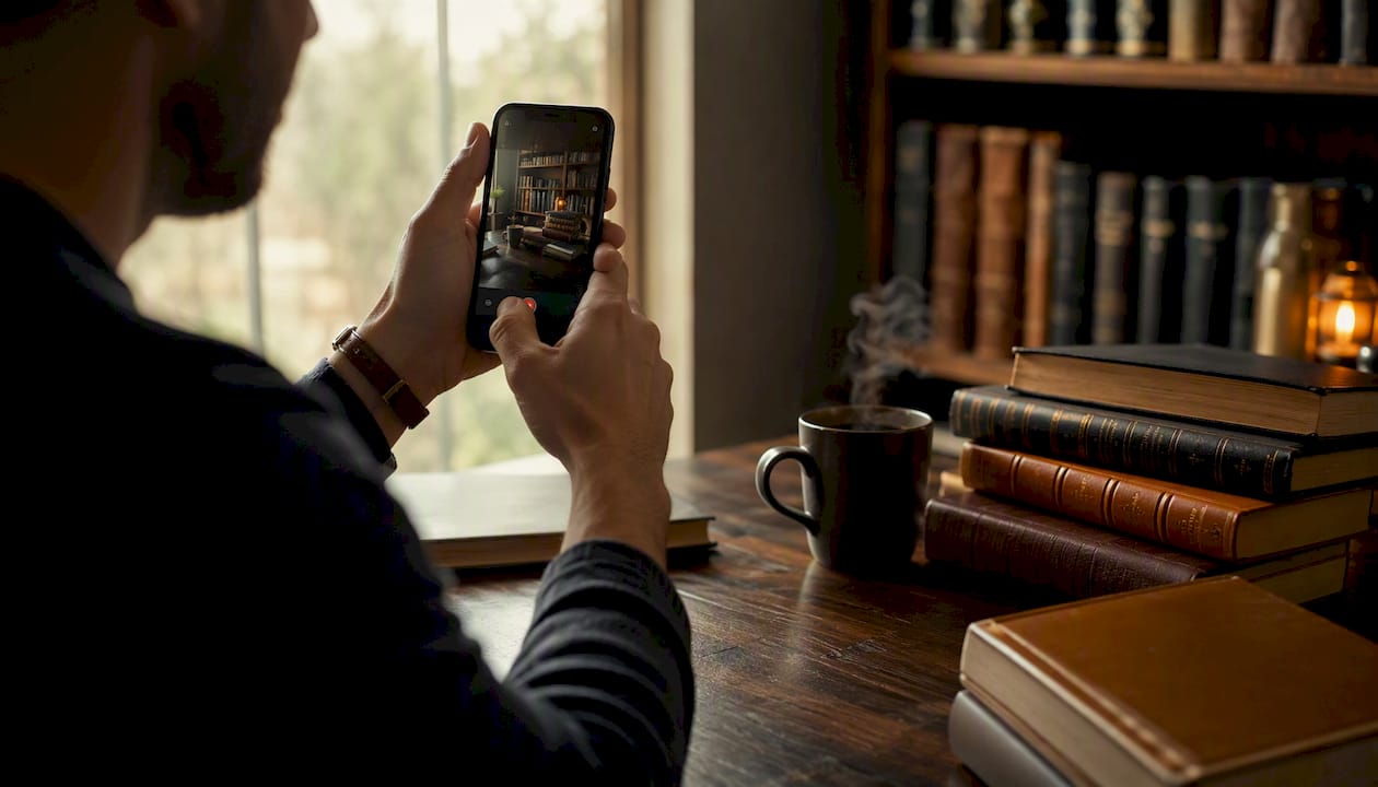 Mãos gravando um vídeo para o Reels do Instagram com o celular