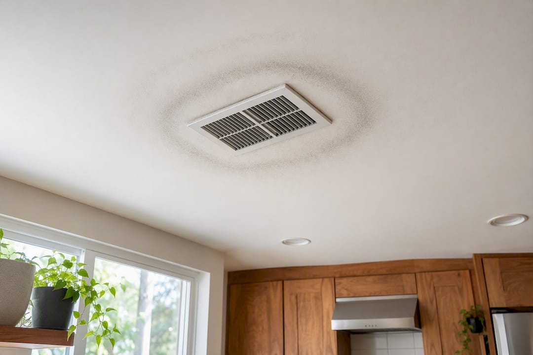 Dust rings on ceiling around air vent
