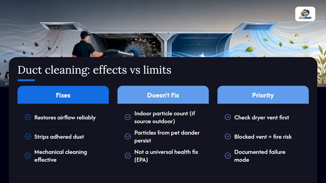 Diagram of duct cleaning effects on airflow and air quality