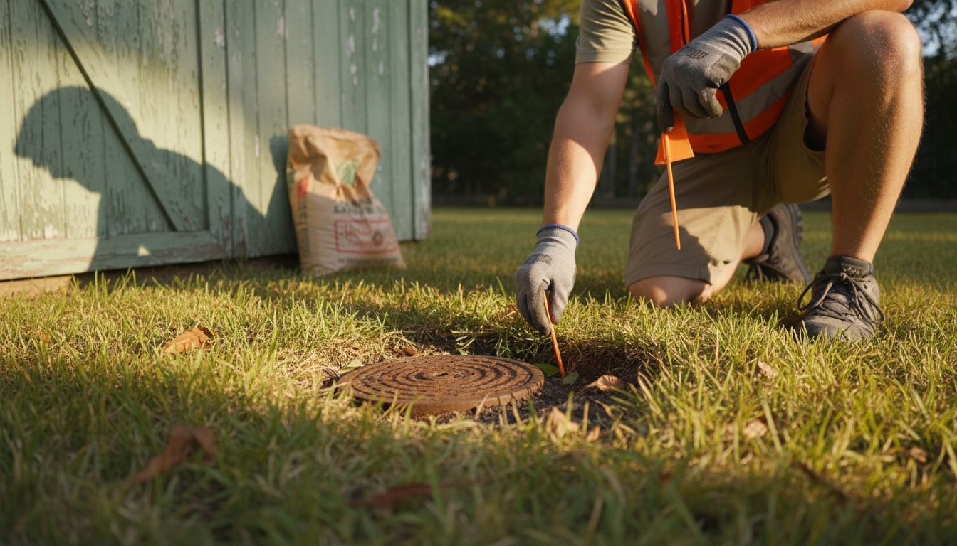 Surveyor flag marking sprinkler for lawn prep