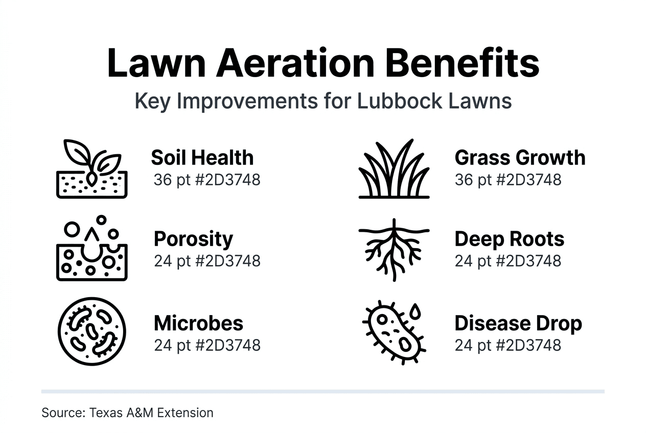 Infographic showing main lawn aeration benefits