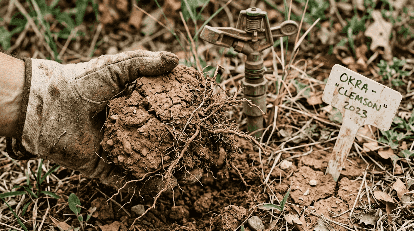 Close-up of compacted Lubbock clay soil