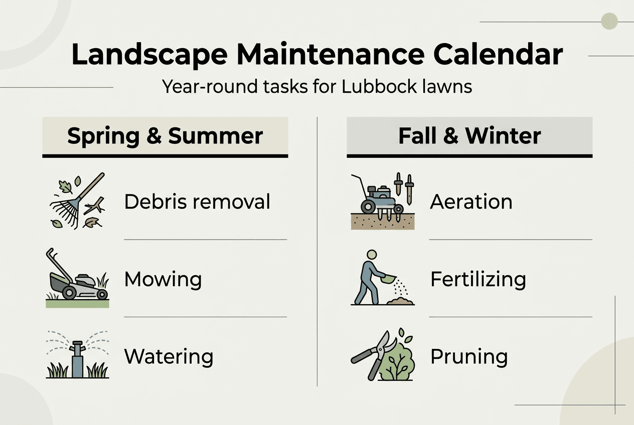 Infographic showing seasonal landscape tasks