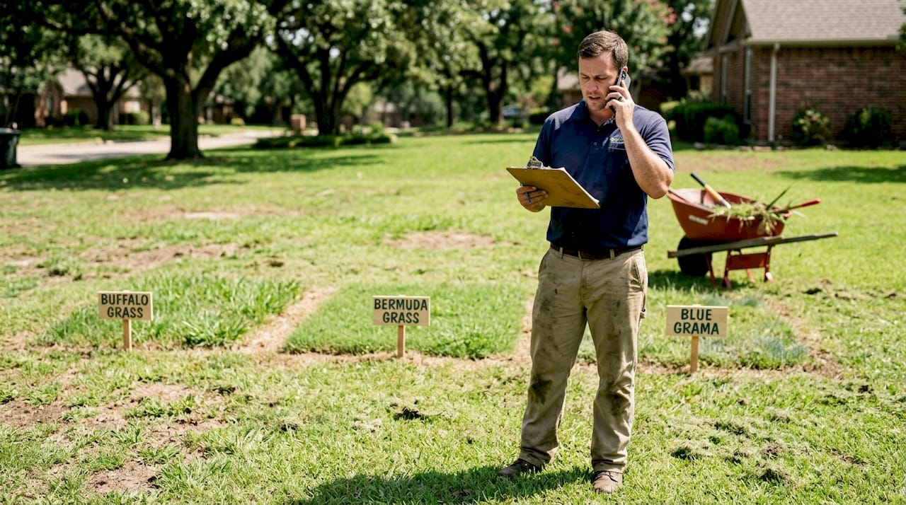 Groundskeeper evaluating native grass plots