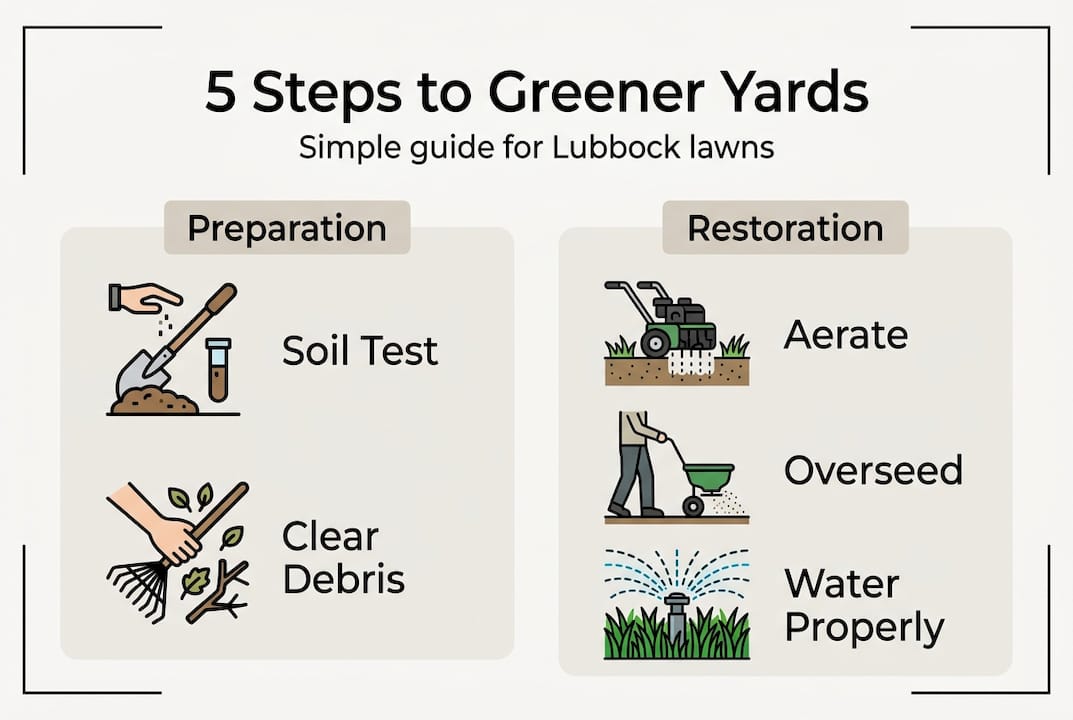 Infographic showing 5 lawn restoration steps