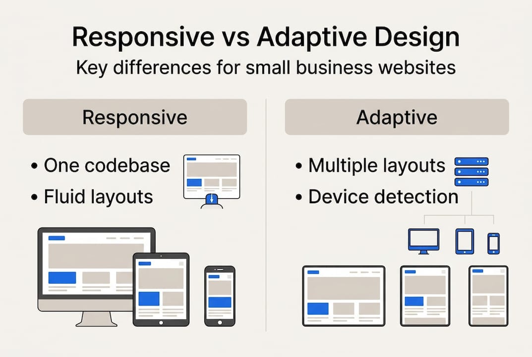 Infographic comparing responsive and adaptive design