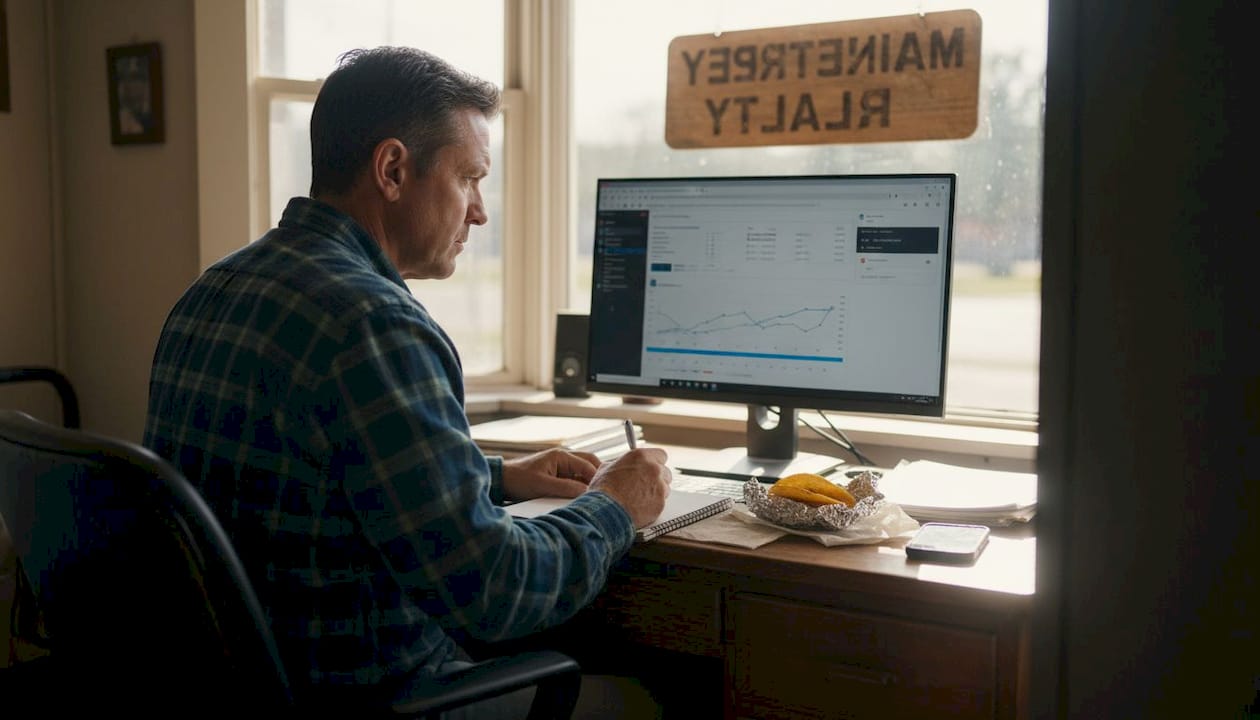 Man reviewing small business website analytics