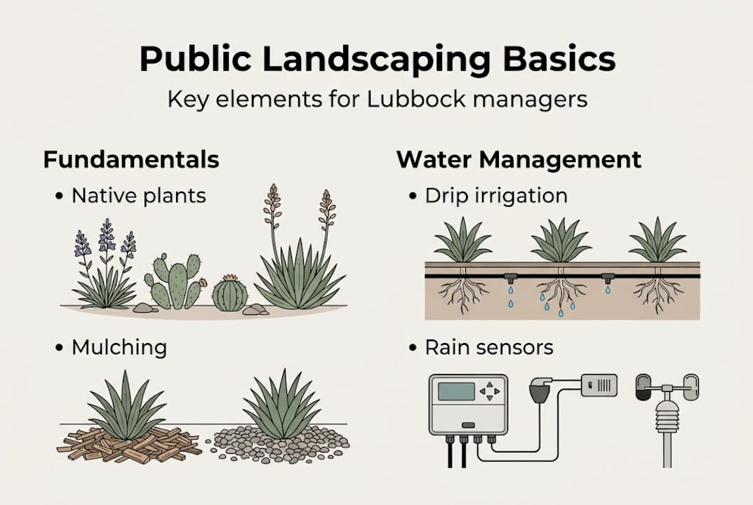 Infographic of Lubbock landscape basics and water tips
