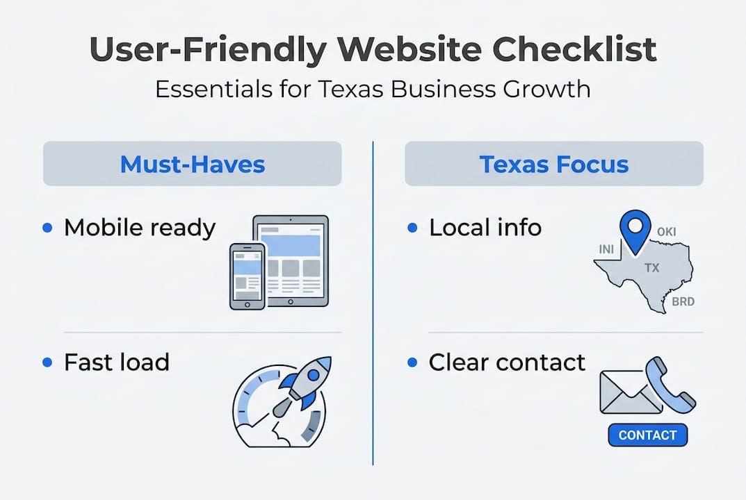 Infographic showing user-friendly site checklist