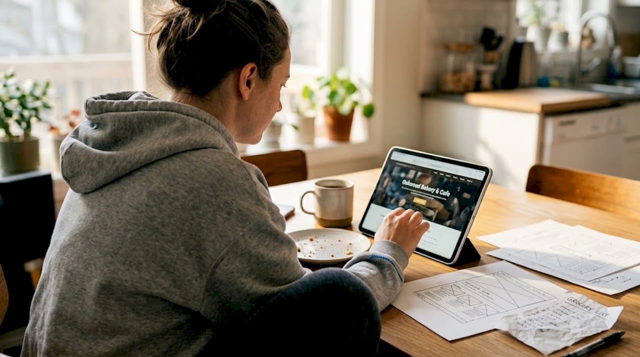 Designer tests mobile navigation on tablet