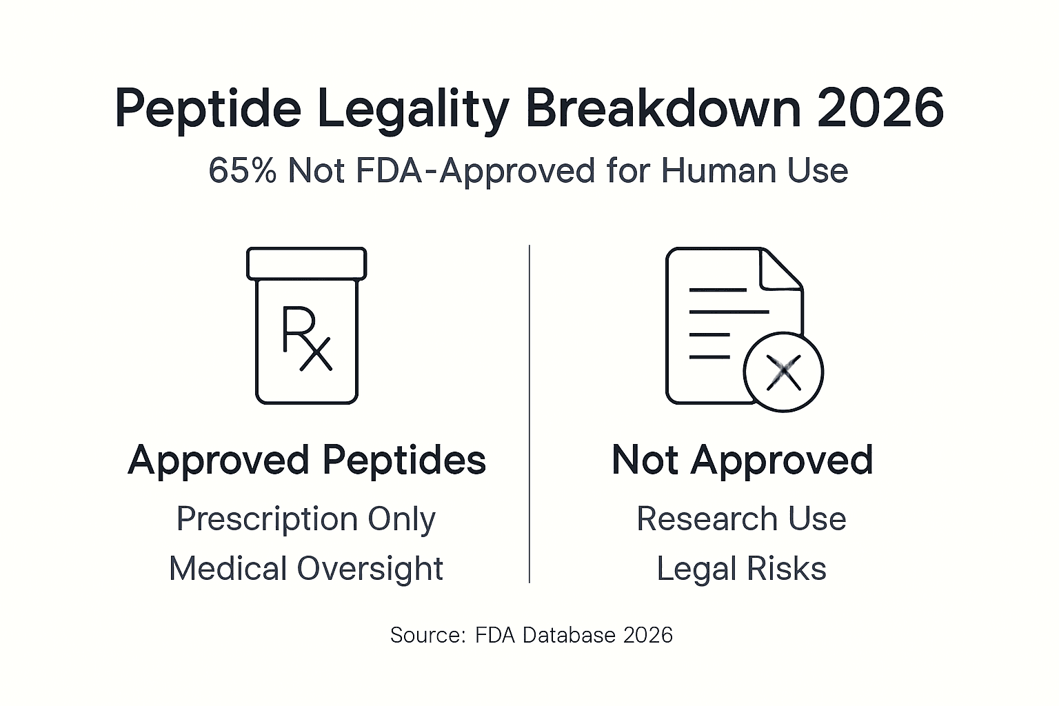 Infographic showing peptide approval categories