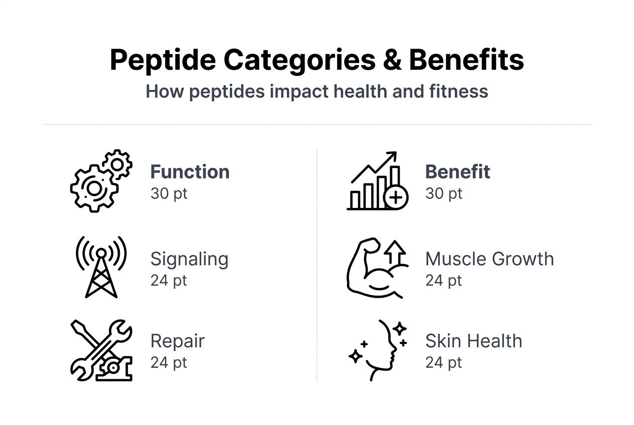 Infographic showing peptide types and benefits