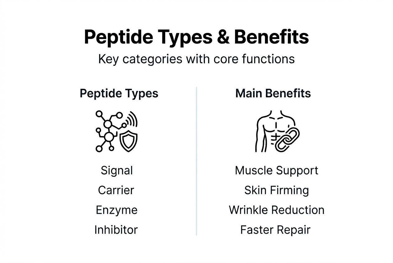 Infographic of peptide types and main benefits