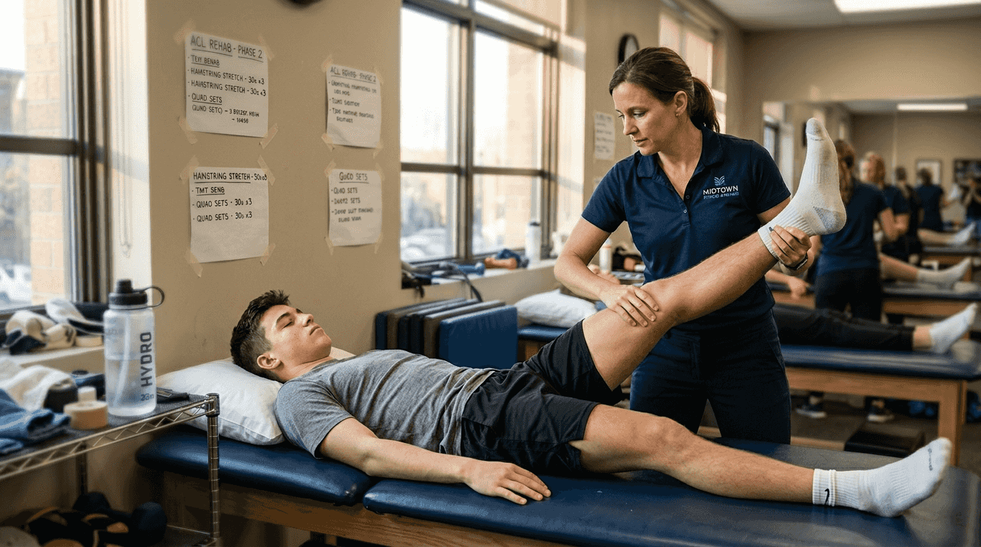 Therapist helping athlete tendon recovery