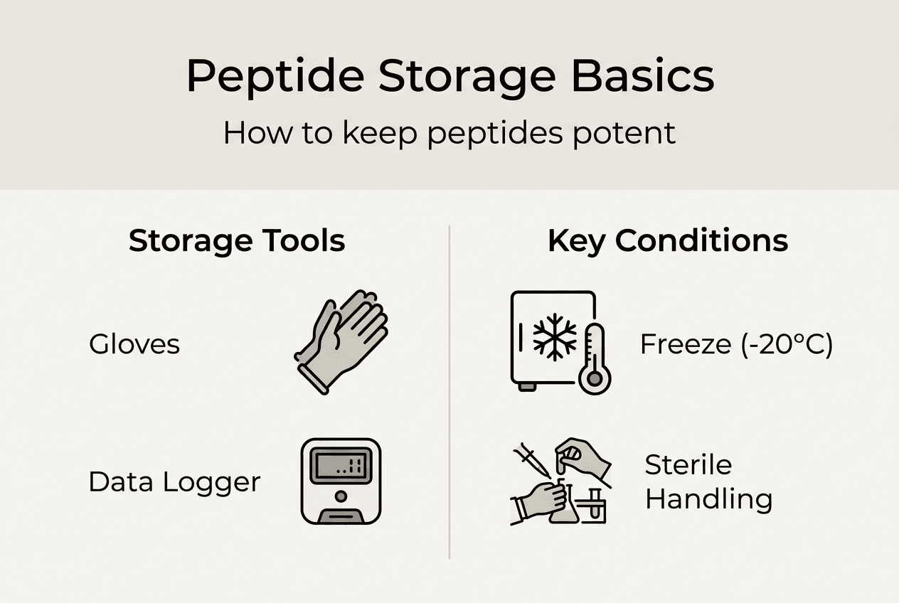 Infographic of essential peptide storage tips