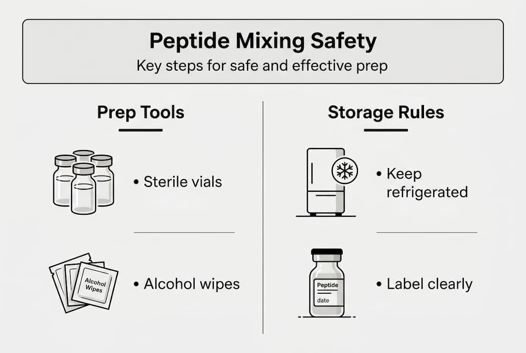 Infographic with safe peptide mixing steps