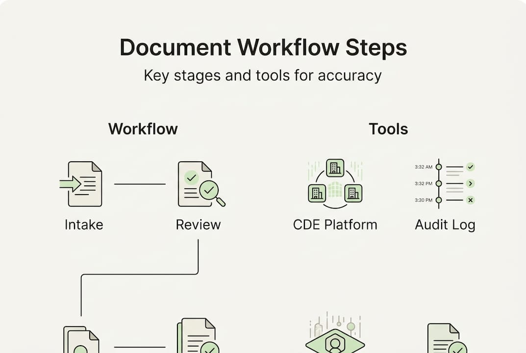 Infographic showing main construction workflow steps