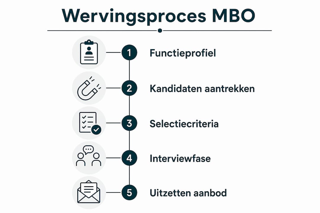Overzichtelijke infographic: het stappenplan voor het werven van MBO-personeel