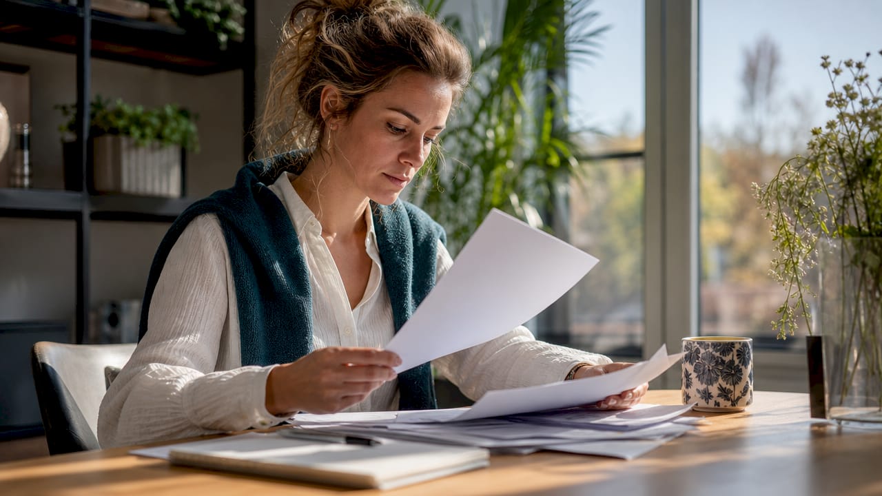 Een HR-professional die cv’s doorneemt en de functieomschrijving kritisch bekijkt.