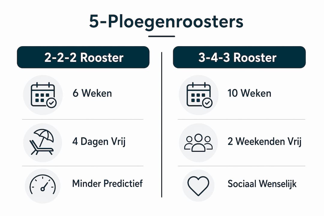 Infographic waarin de 2-2-2- en 3-4-3-roosters met elkaar worden vergeleken