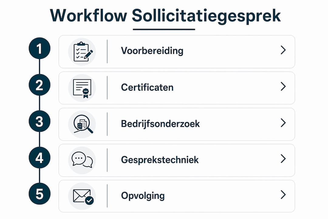Visuele samenvatting van het sollicitatieproces binnen de industrie