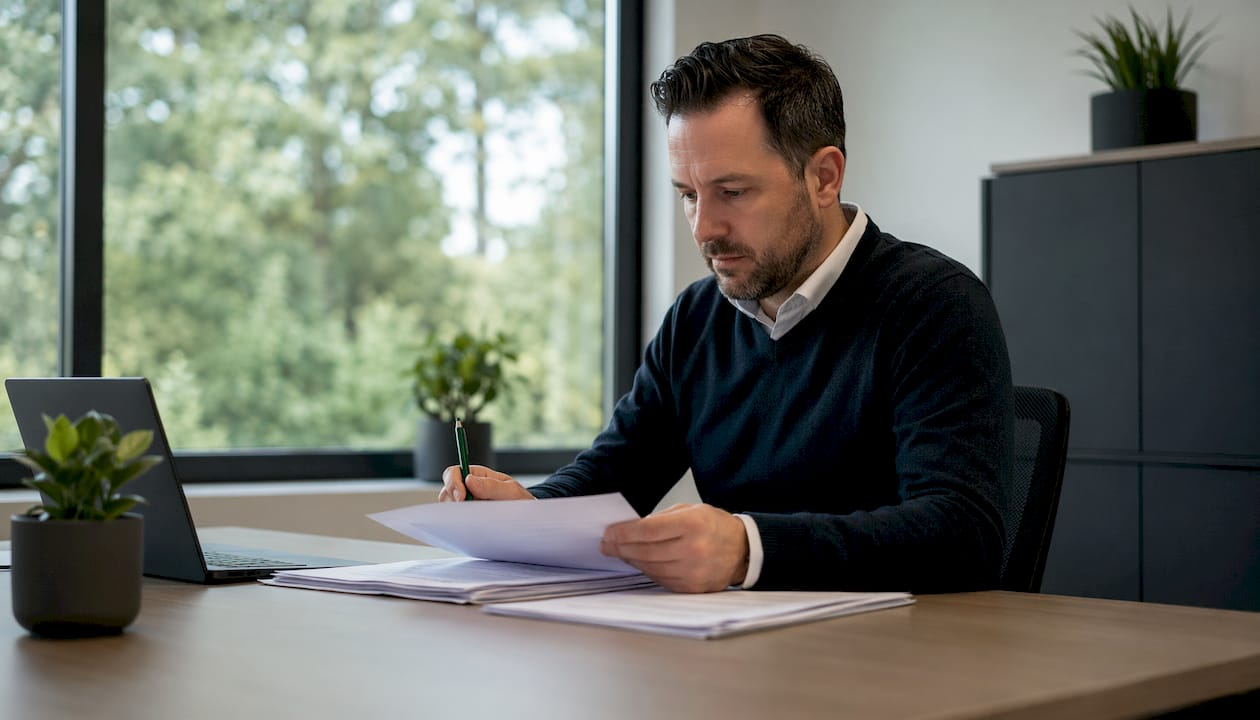 De HR-manager bekijkt het sollicitatieproces voor chauffeurs en controleert of alles soepel verloopt.