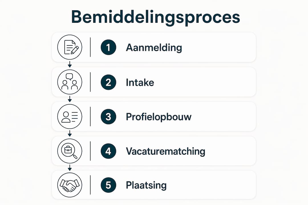 Infographic met de verschillende stappen van het bemiddelingsproces
