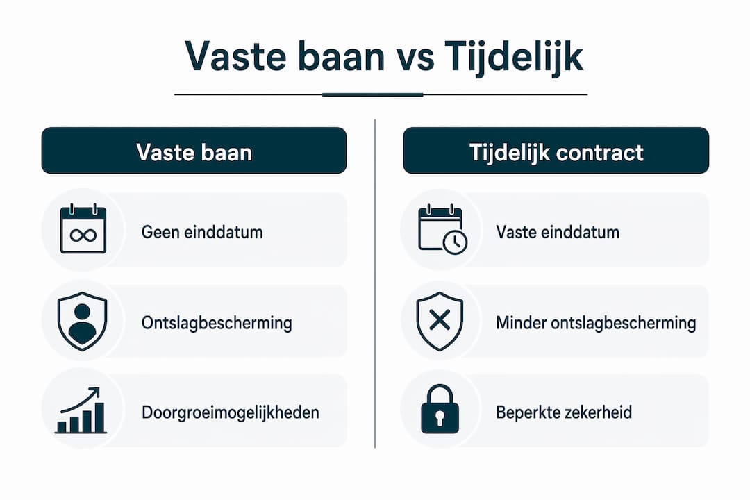 Infographic: de verschillen tussen een vast dienstverband en een tijdelijk contract