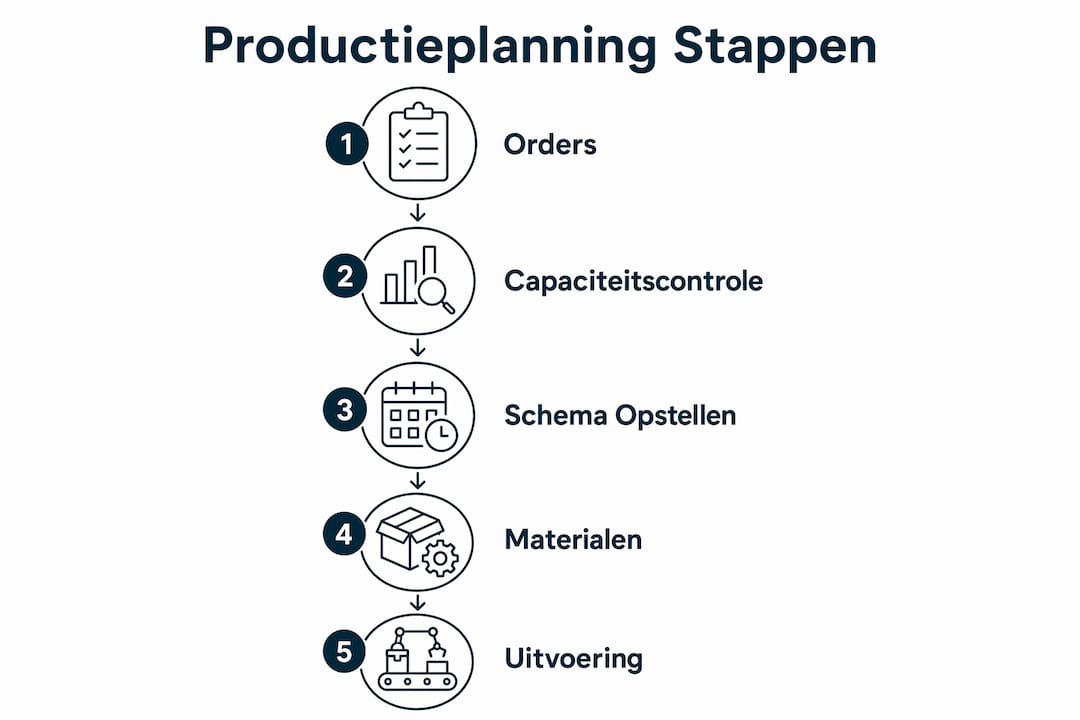 Infographic: overzicht van de stappen in het productieplanningsproces