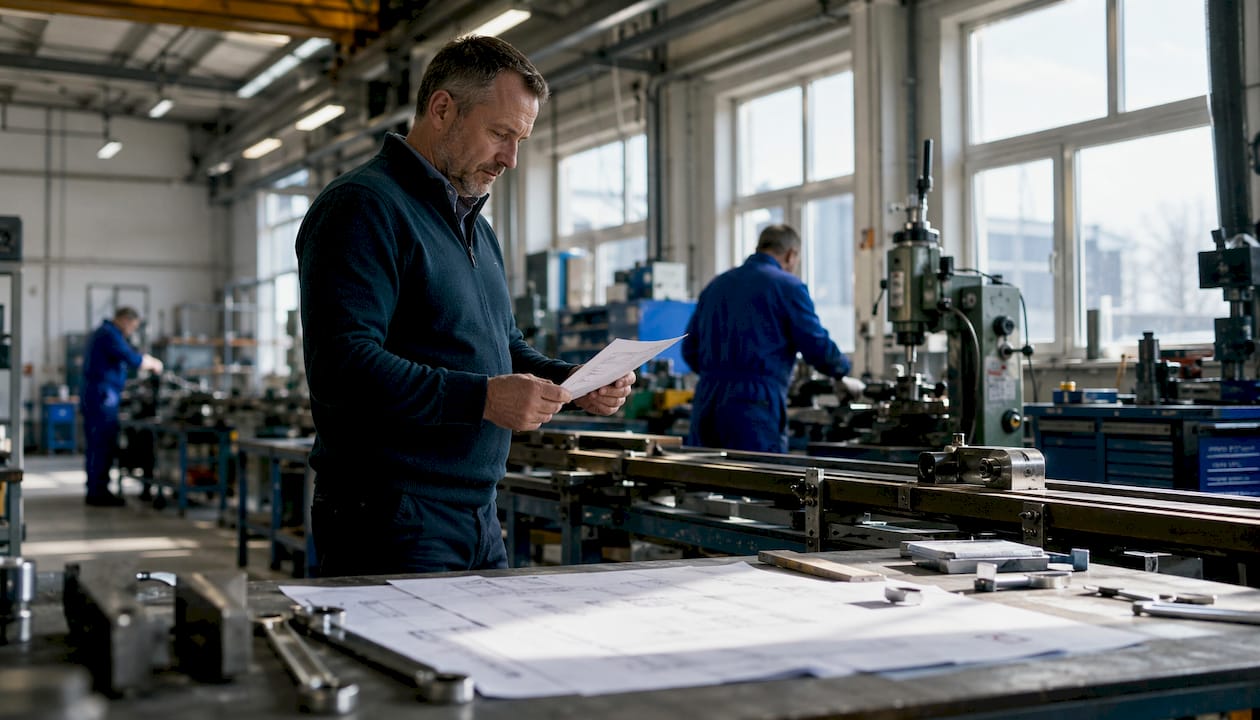 De productiemanager houdt toezicht op het productieproces in de fabriek.
