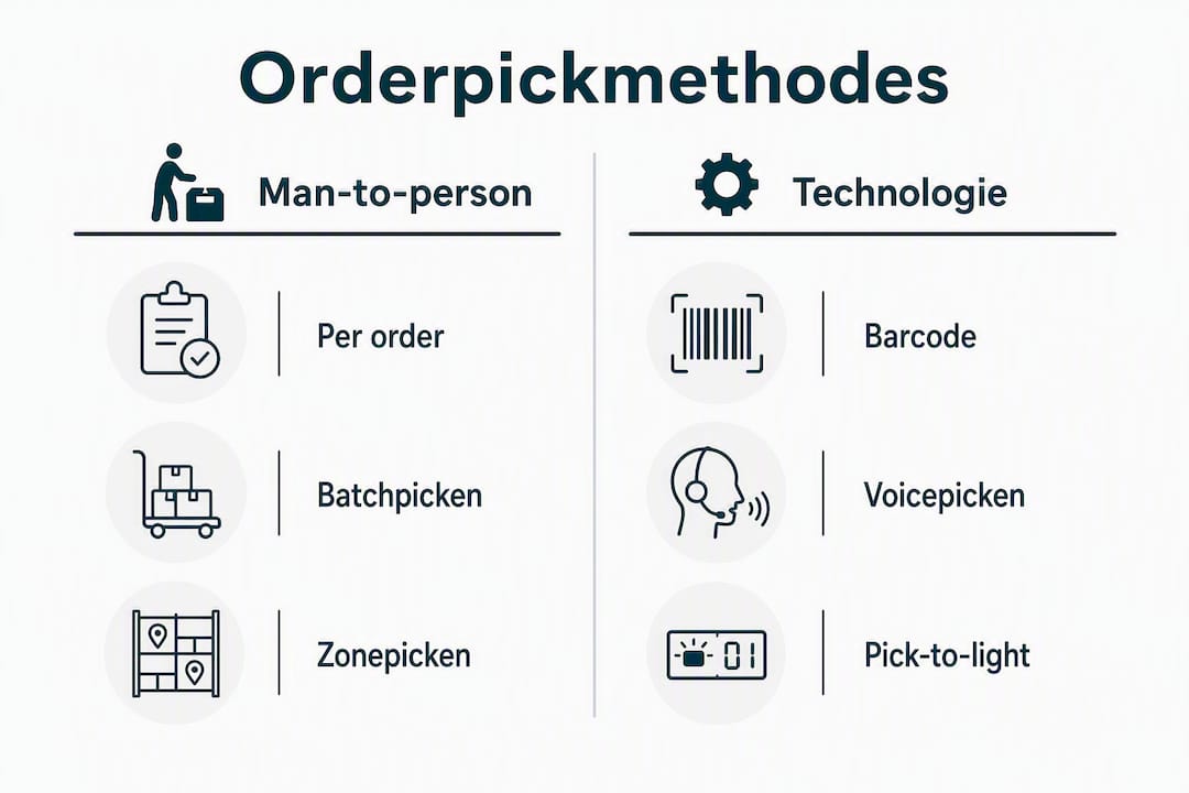Overzichtelijke infographic: een vergelijking van verschillende orderpick-methodes en de nieuwste technologieën