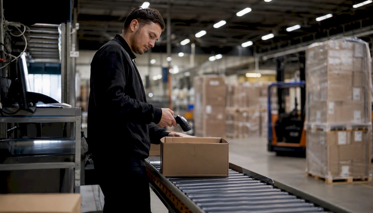 In het magazijn zorgt de logistiek medewerker ervoor dat de goederen netjes worden ingepakt en klaargemaakt voor verzending.