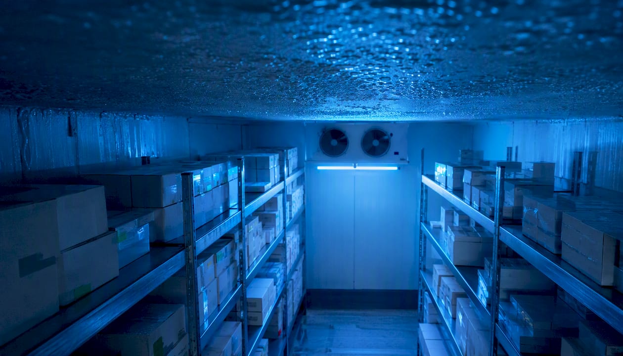 Binnenin een logistieke container met gecontroleerde temperatuur