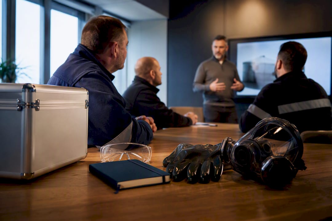Chauffeurs krijgen ADR-theorie les in het leslokaal