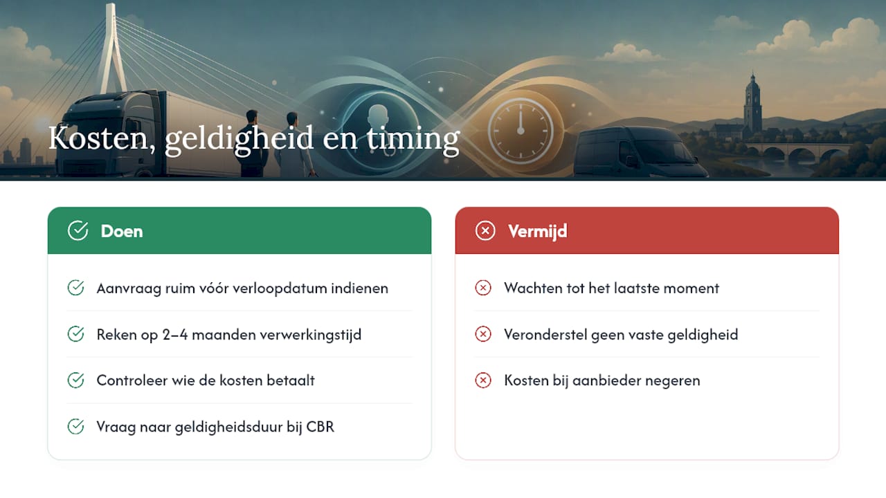 Wat kost de keuring en hoe lang blijft ze geldig? — overview diagram