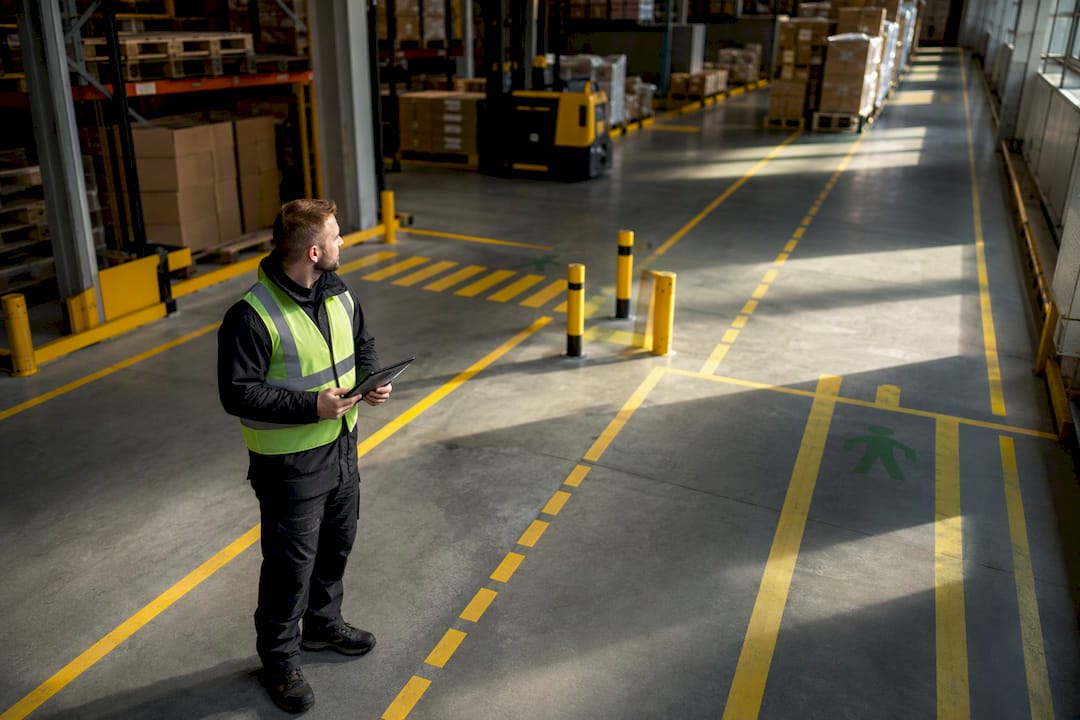 Medewerker controleert aparte magazijnroutes