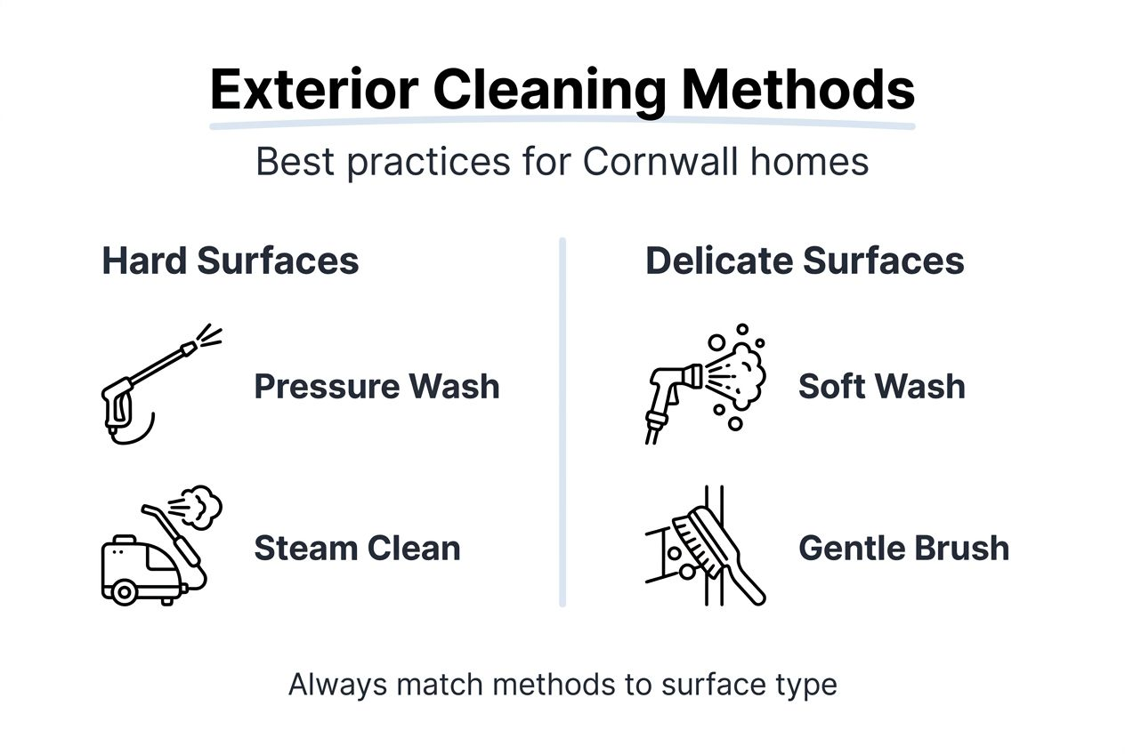 Infographic showing cleaning methods for surfaces