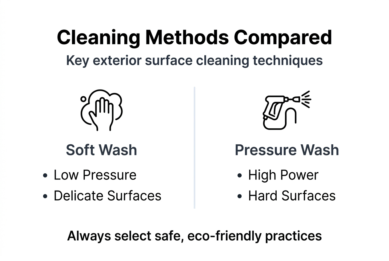 Infographic comparing exterior cleaning methods