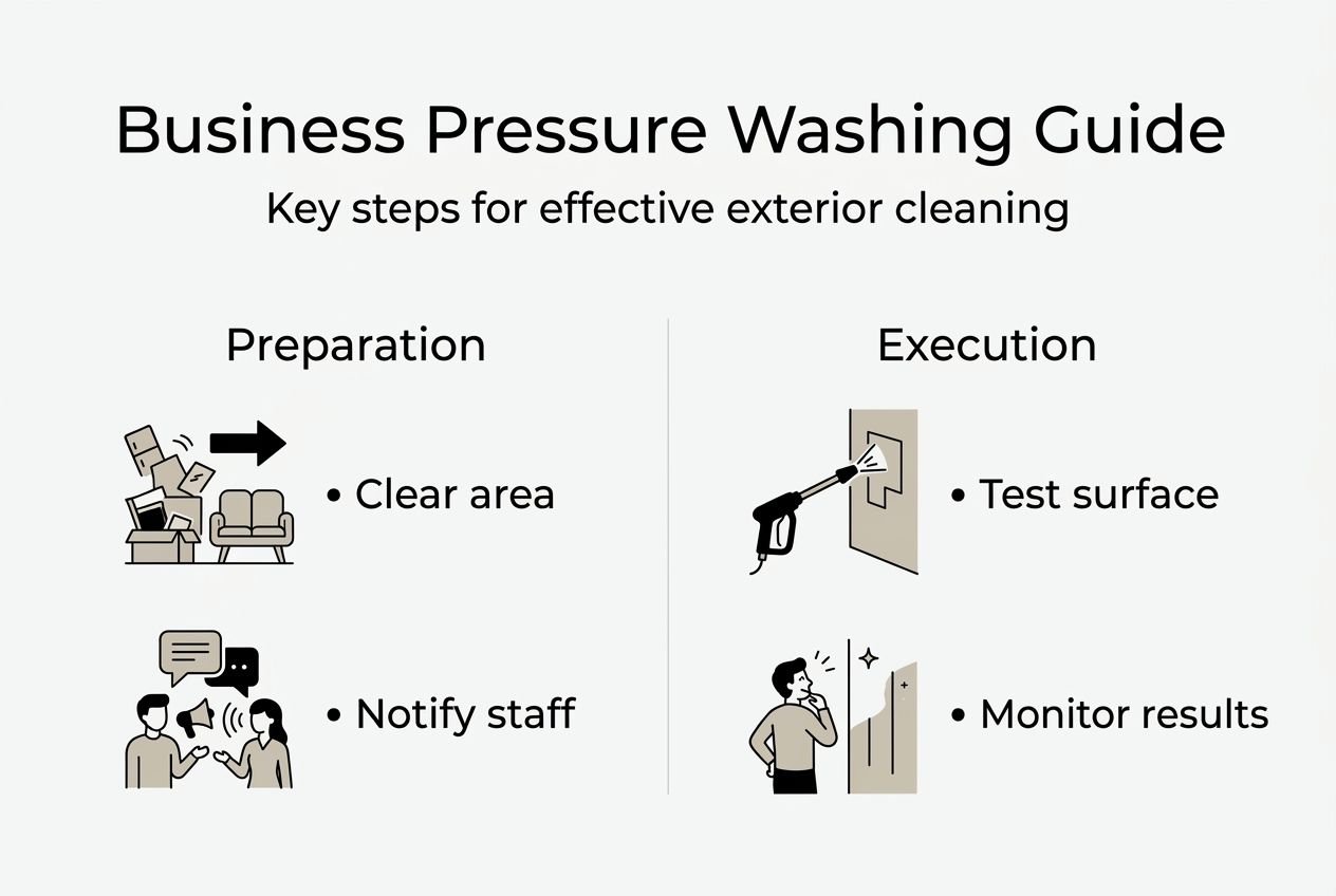 Infographic outlining business pressure washing steps