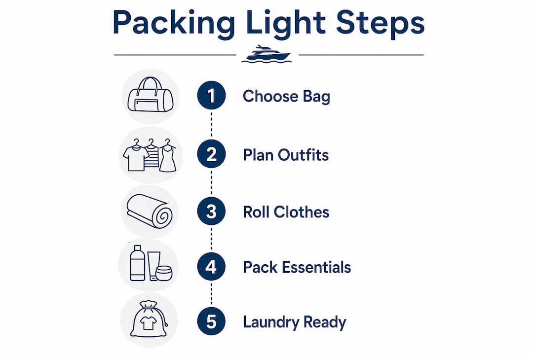 Infographic showing step-by-step packing guide