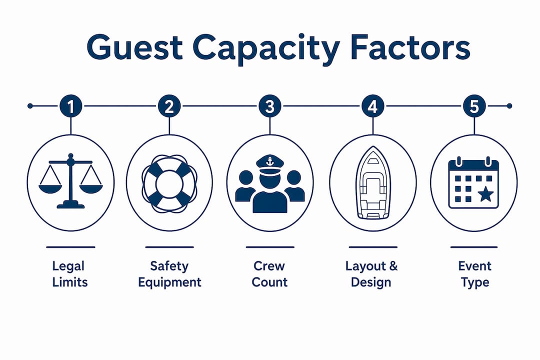Infographic illustrating factors affecting yacht guest capacity